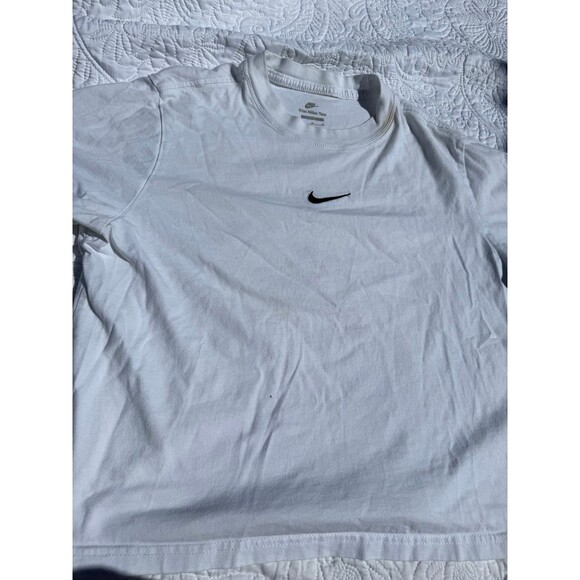 Nike Essential T-Shirt Womens XL Short Sleeve Embroidered Swoosh White Black - Picture 2 of 5